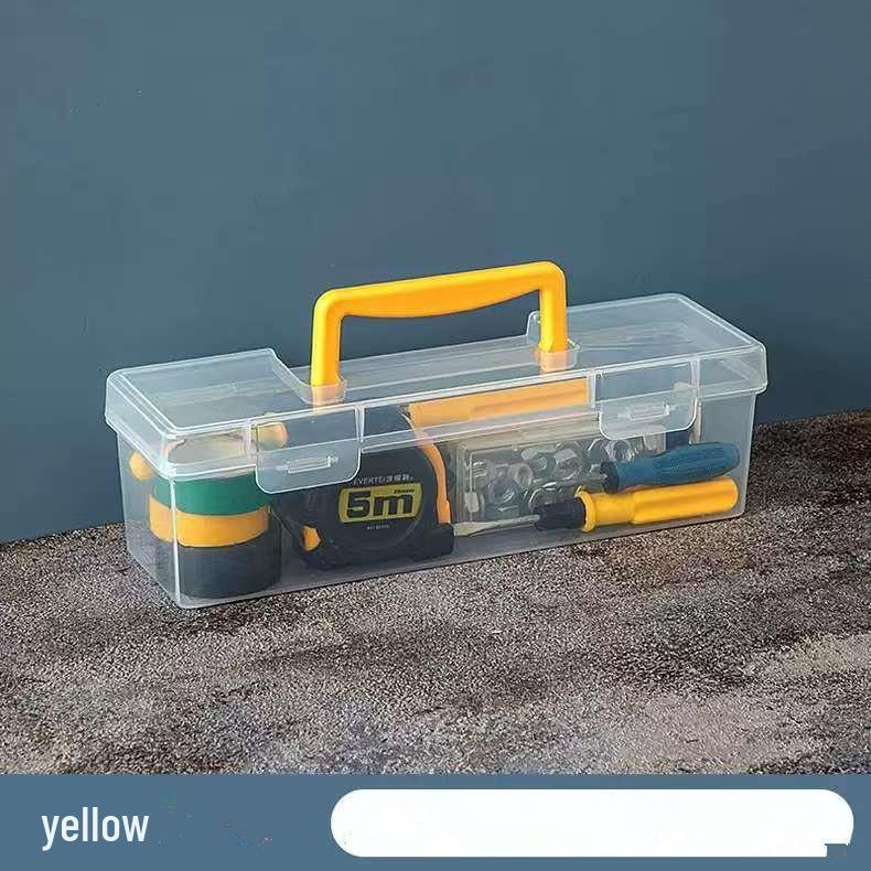 Transparent Six-Compartment Plastic Organizer Box with Lid