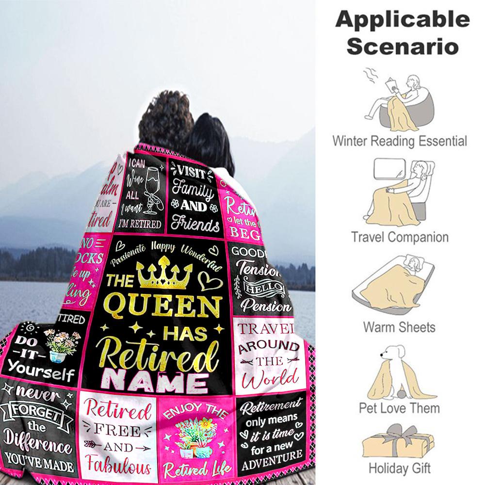 Pink Queen Style Customize Text Blanket Multi-purpose Personalized Blanket Warmthful Decor Versatile for Picnics Livingroom Bed Home Decor
