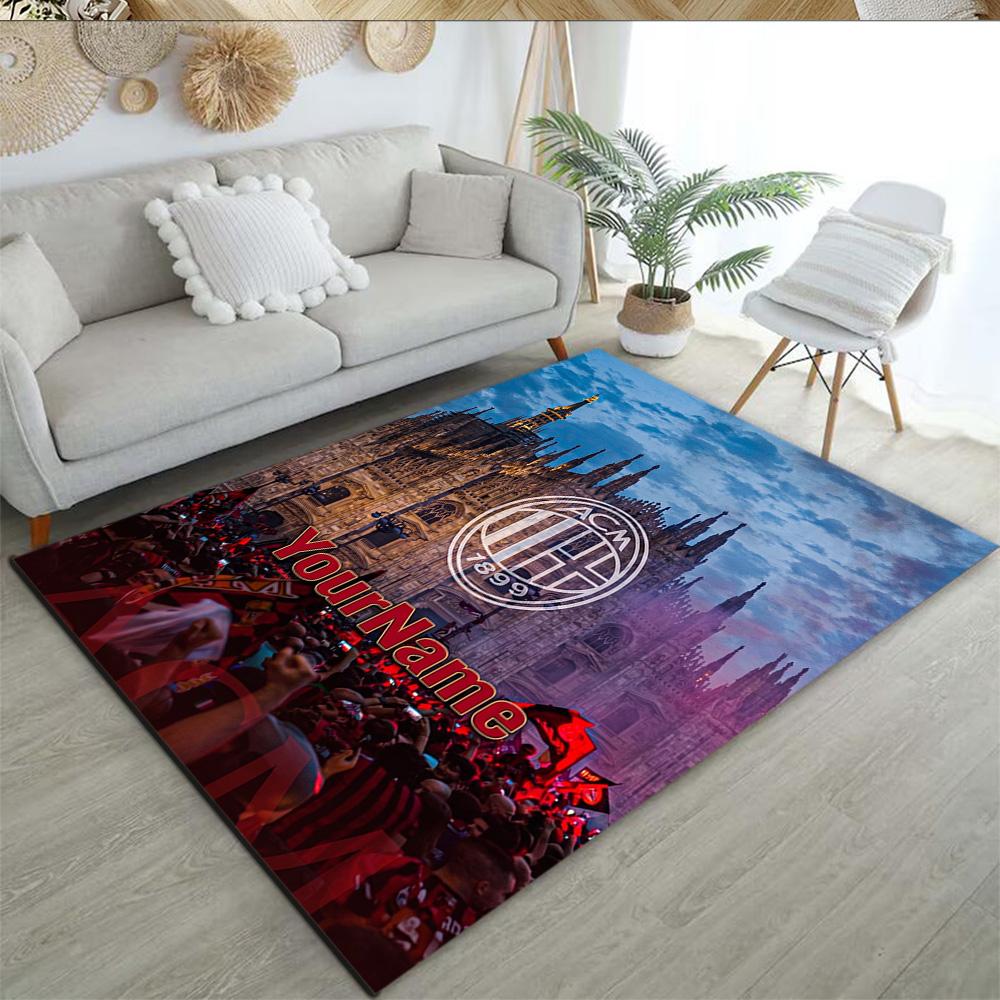 Ac Milan Customized Name Area Rug Design for Entryway Bedrooms Foyer Balcony Anti-slip Rug Decorate Offices Gift for Festivals