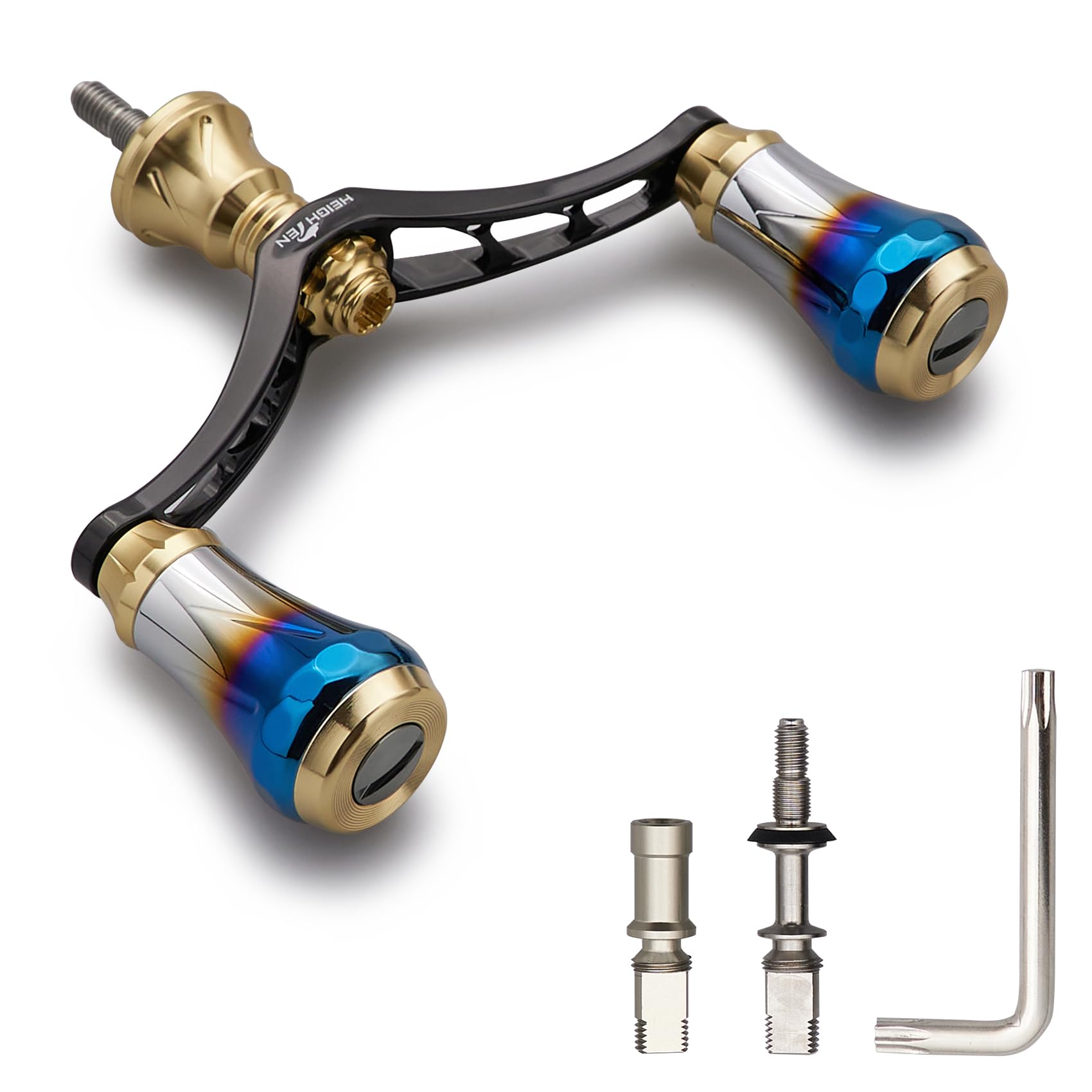 

HEIGHTEN Reel Aviation Compatible with Shimano and Daiwa Spinning Arch Aurora Knob Black V3.0 80/98mm Handle, Aluminum, Reels, (Gold & Handle, 80mm)