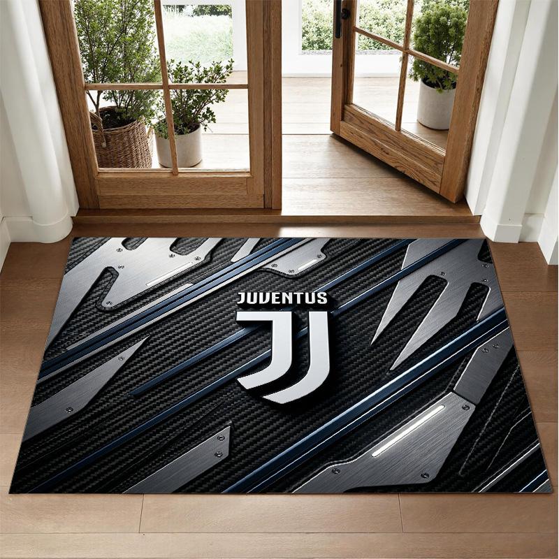 Dywan Welurowy Kryształowy z Motywem Juventus FC Miękka Dekoracyjna Mata do Sypialni Wejścia