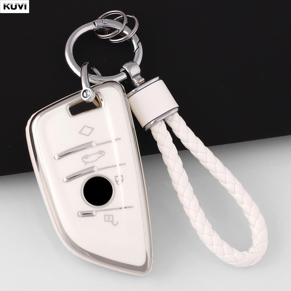 Pink Tpu Car Key Case Cover Shell Fob Keychain For Bmw X1 X3 X5 X6 X7 1 3 5 6 7 Series G20 G30 G11 F15 F16 G01 G02 F48 Keyless