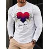 Men's Casual Autumn and Winter Printed Long-sleeved Crew Neck T-shirt