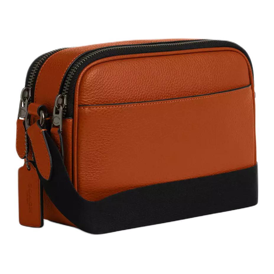Coach Graham 23 Varsity Print Leather Shoulder Bag Medium Men Shoulder Bag Toffee CAJ64-QBYES