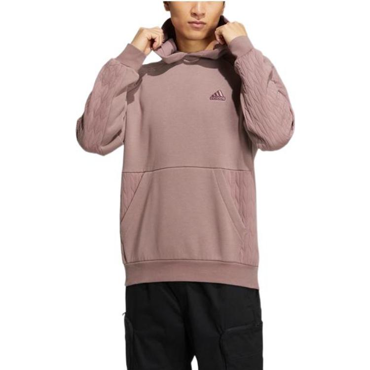 Adidas Solid Color Logo Print Hooded Pullover Sweatshirt Men Tops Purple HN9000