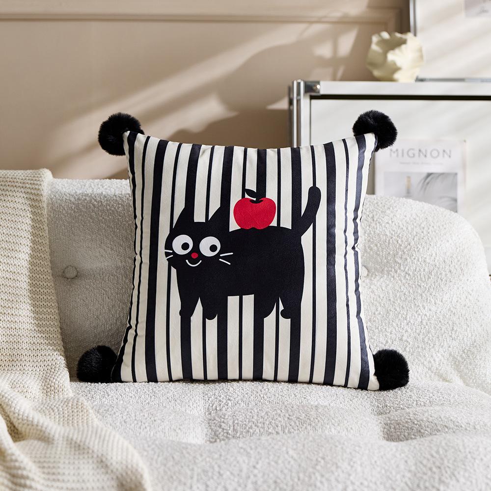 Cute cat sofa waist pillow bedside cushion living room long throw pillow cartoon car pillow separate pillowcase