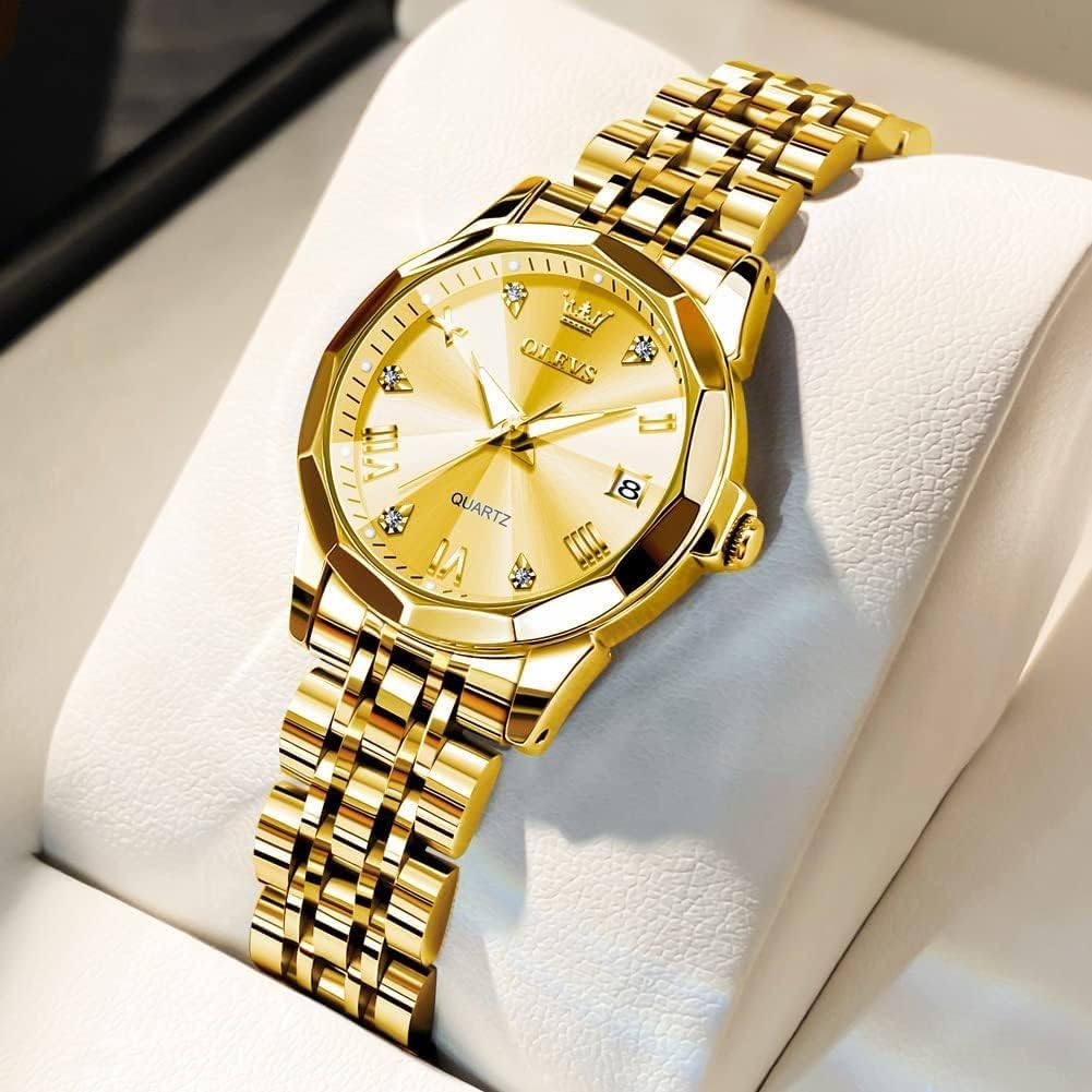 OLEVS Ladies Fashionable Quartz Ladies Watch Popular Waterproof Diamond Date Easy To See Luminous Gold Gift Ladies Watch
