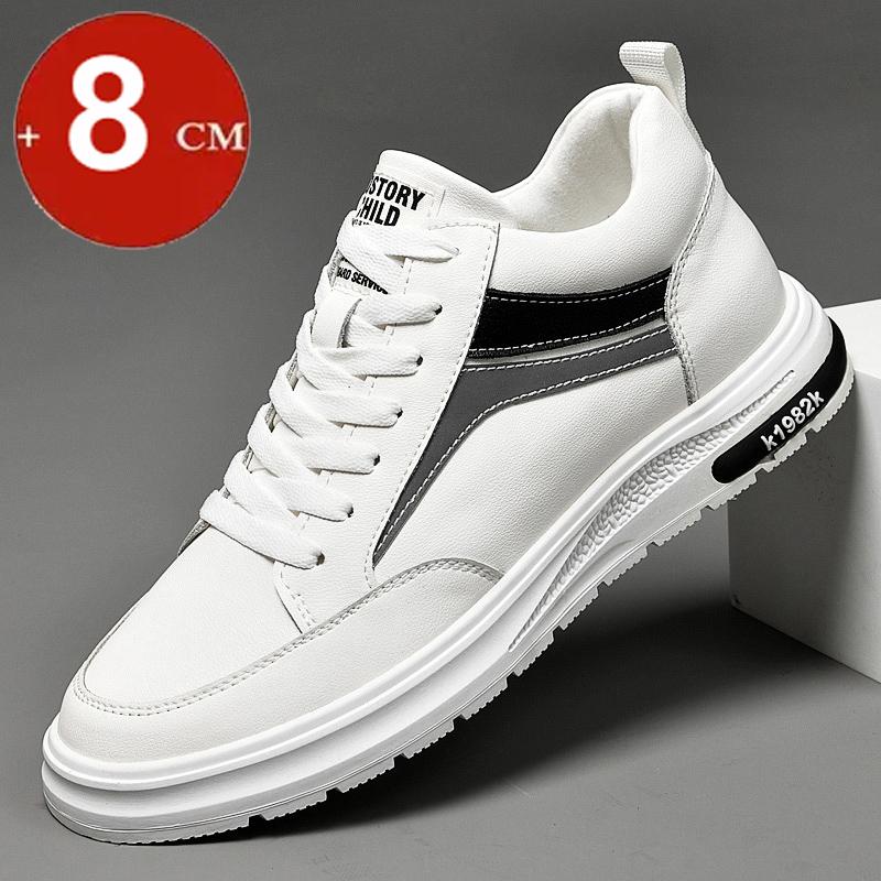 Elevator Shoes Men Heightening Shoes Genuine Leather Height Increase 6-8-10cm Lifting Man Height Increasing Mens Casual Sneakers