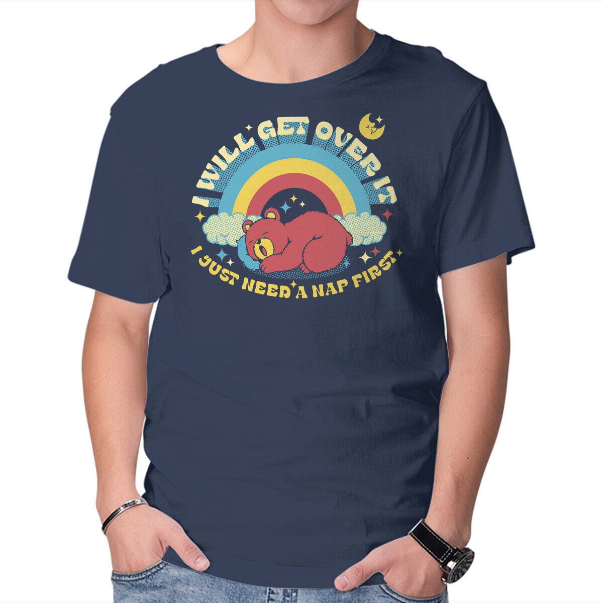 Unisex Crew Neck T-Shirt I Just Need A Nap First Graphic Short Sleeve Casual Tee M