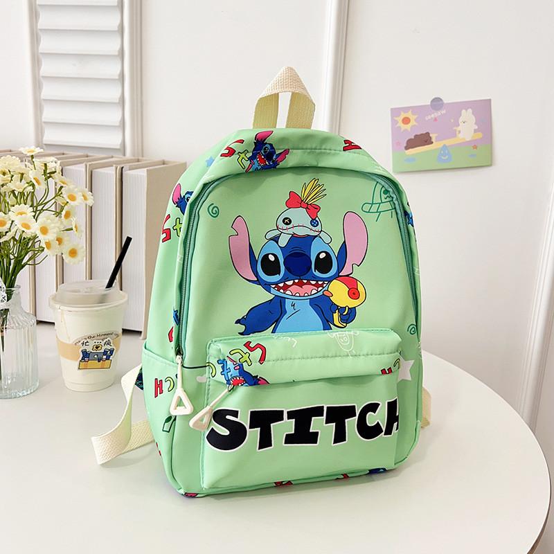 Stitch Children Cartoon Print School Backpack With Breathable Nylon For Kindergarten Kids