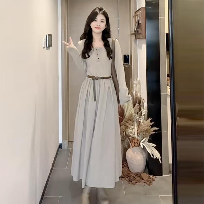New Autumn Popular Style Long-sleeved Dress Women's Clothing Early Autumn Temperament High-end Long Dress