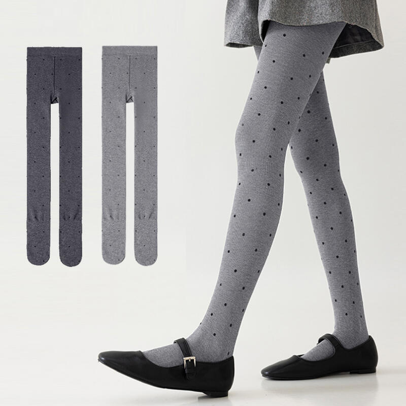 

Slave Gray Polka Dot Pattern Cotton Pantyhose Charcoal