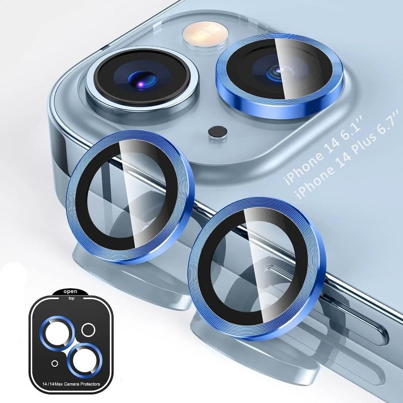 

1Set HD Metal Camera Protector Film For IPhone 17 16 15 14Plus 13 Pro Max Anti-scratch Tempered Glass Lens Cap Phone Accessories For 16 16Plus синій