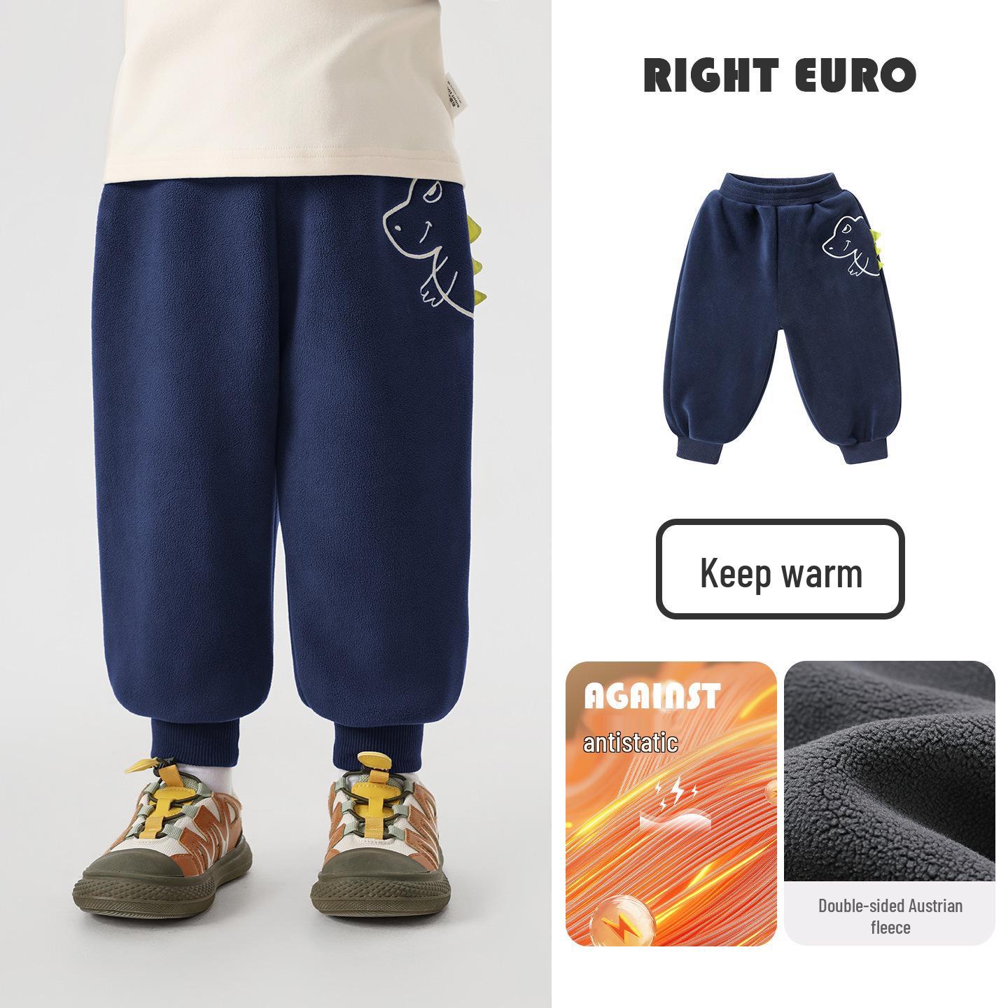

Right European Boy s Coral Fleece Lined Long Pants - Winter/Autumn 2025 Toddler & Children s Clothing 90cm темно-синього кольору