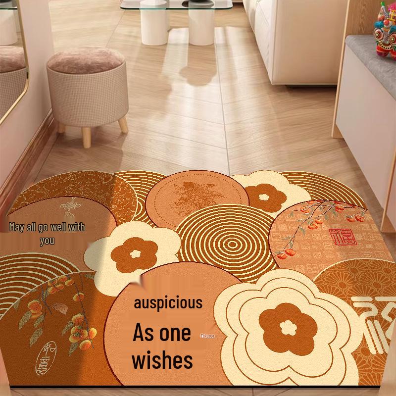 New Chinese Style Non-Slip Leather Entrance Doormat: Dirt-Resistant, Cuttable, Easy-to-Clean, Wash-Free for Home Use