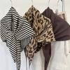 Cross-Border Wool Striped Shawl Enlarged Autumn And Winter Warm Triangle Scarf Knitted Women'S Knotted Shoulder Scarf
