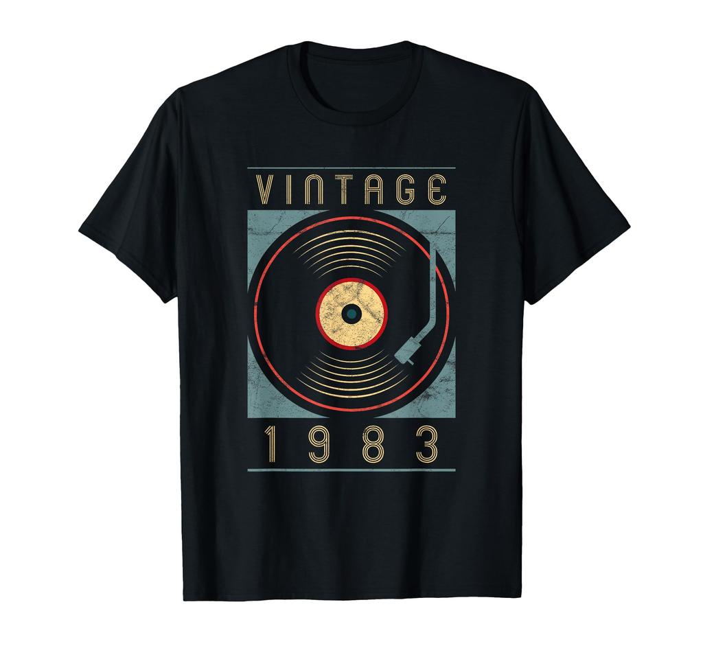 Custom Vintage 1983 Vinyl Turntable Retro DJ Birthday T-shirt