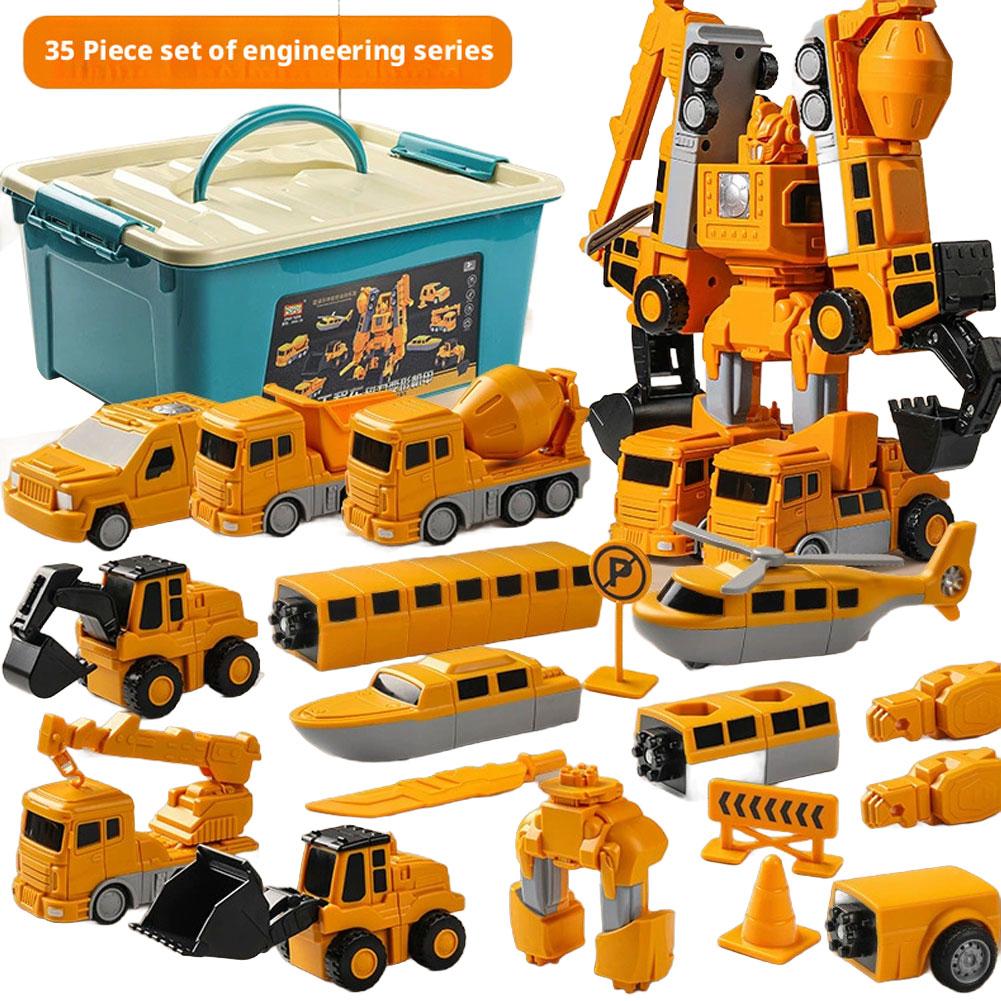 Children Magnetic Toy Car Boy Building Block Assembly Engineering Vehicle Transforming Puzzle King Kong Robot Kid Activities Toy