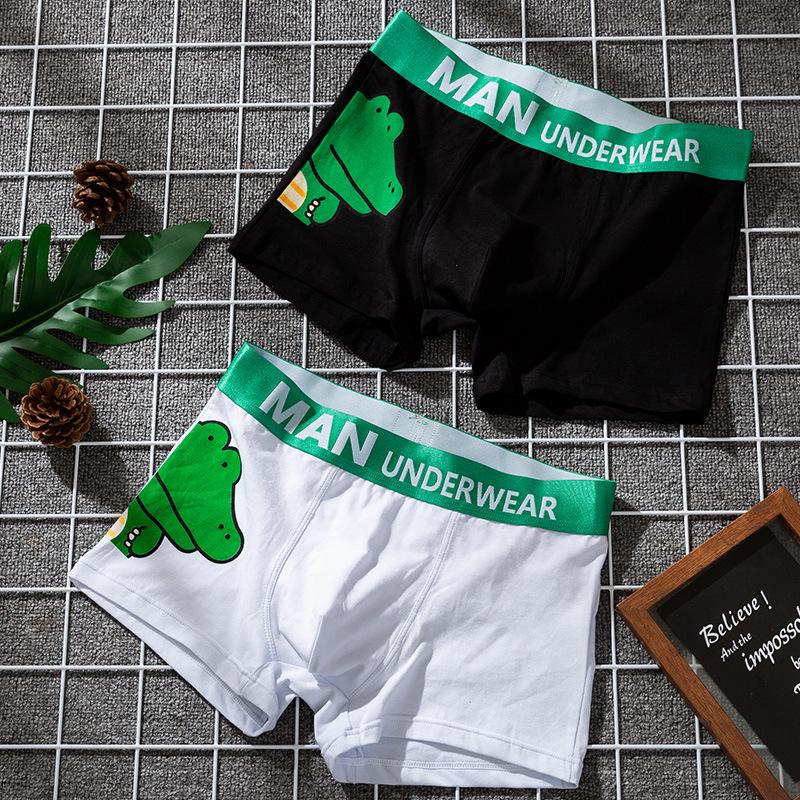 Men's Comfortable Cotton Crocodile Cartoon Print Boxer Briefs