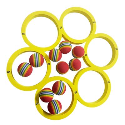 Foam Rings Toy Pool Floats with 10 Colorful Tossing Balls Water Sports Floating Pool Game Toy for Family Gatherings