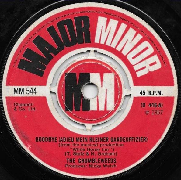 7inch Record GRUMBLEWEEDS - Goodbye MM544 MAJOR MINOR 1967 UK Pop Used