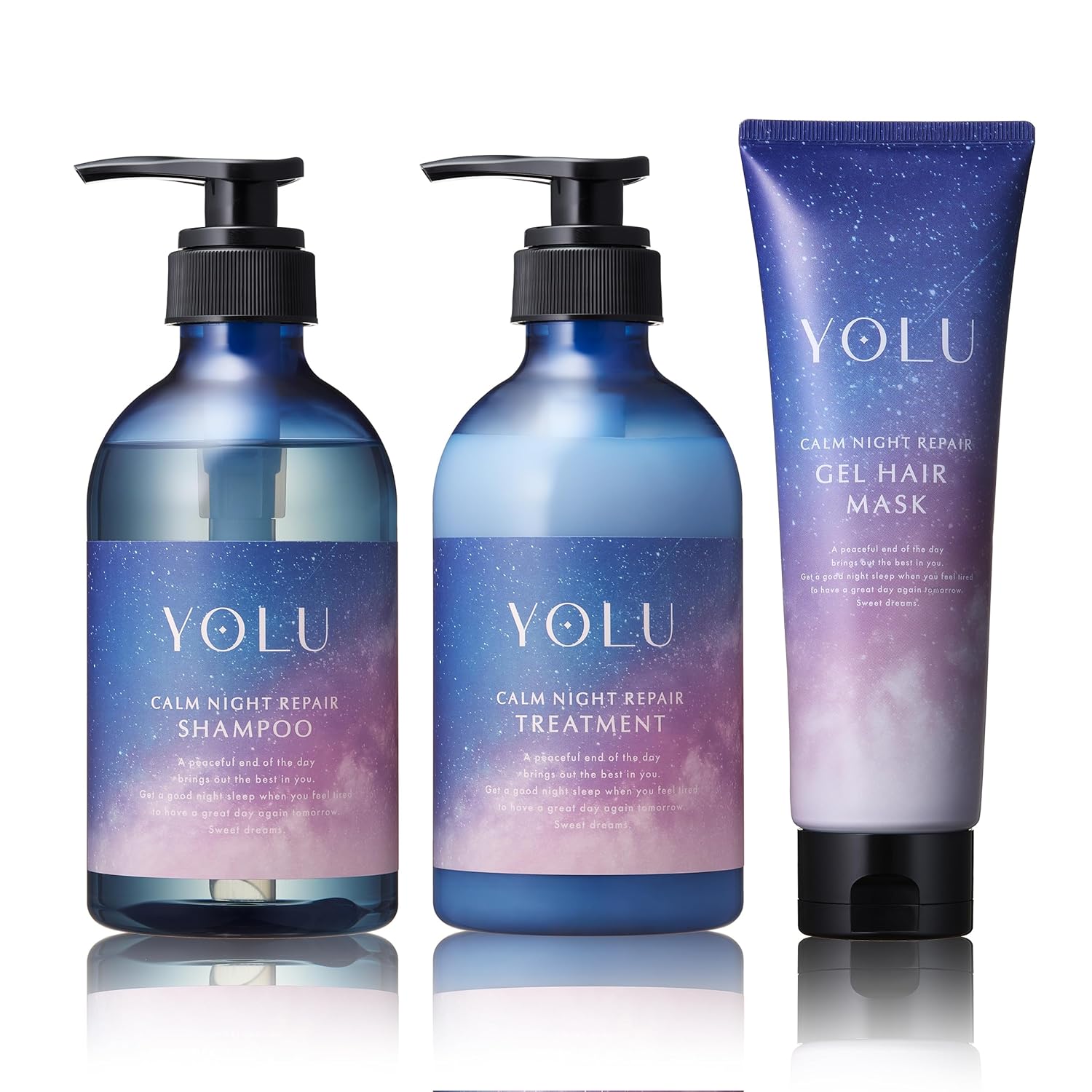 YOLU Yoru Shampoo Treatment Hair Mask 3-Piece Set Calm Night Repair