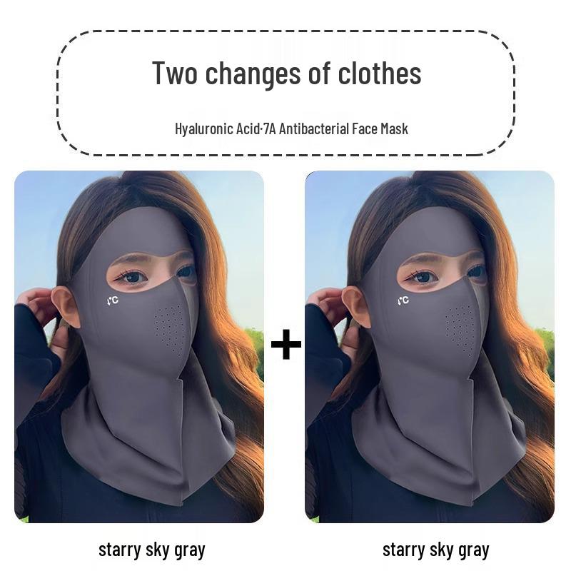 Seamless 3D Full-Face Sunscreen Mask with Summer Ice Silk and Integrated UV Protection for Women