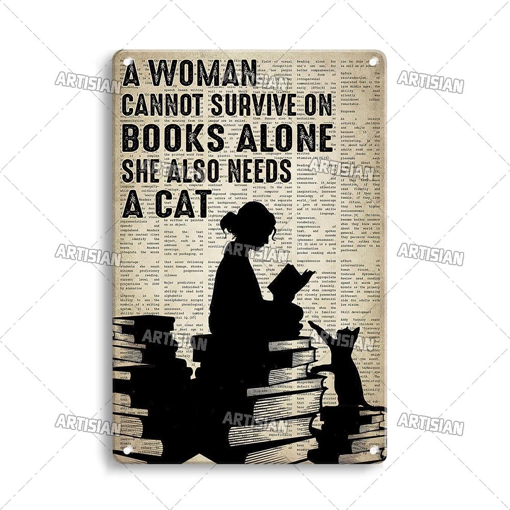 Artisian Girl Loves Books Metal Sign Reading Tin Poster Read Book Decorative Plate Wall Decor Garage Bar Pub Club Hotel Kitchen