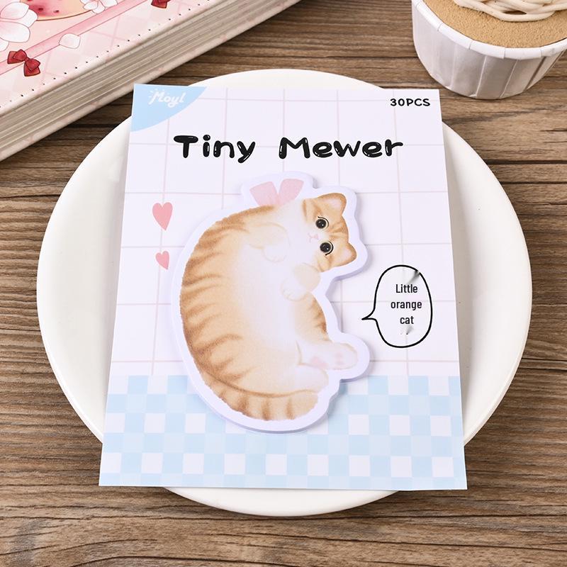 Cartoon Cat Memo Sticky Notes - Cute Irregular Shaped Animal Message Pads for Students