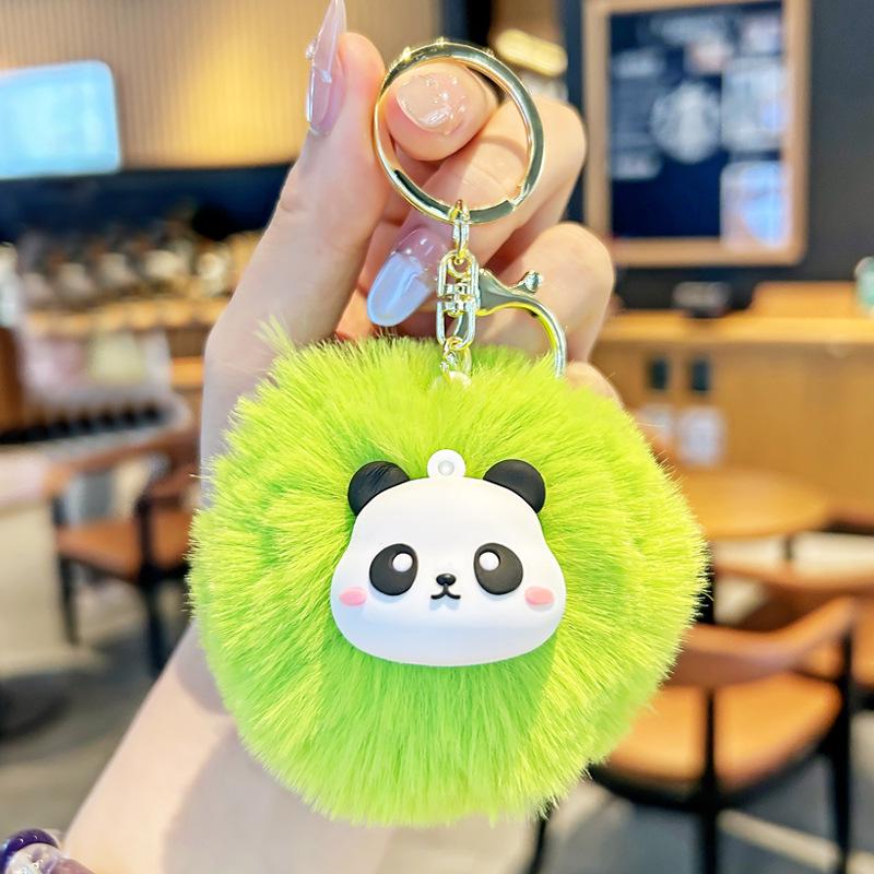 Fluffy Cute Panda Plush Keychain: Adorable Fur Ball Backpack Pendant