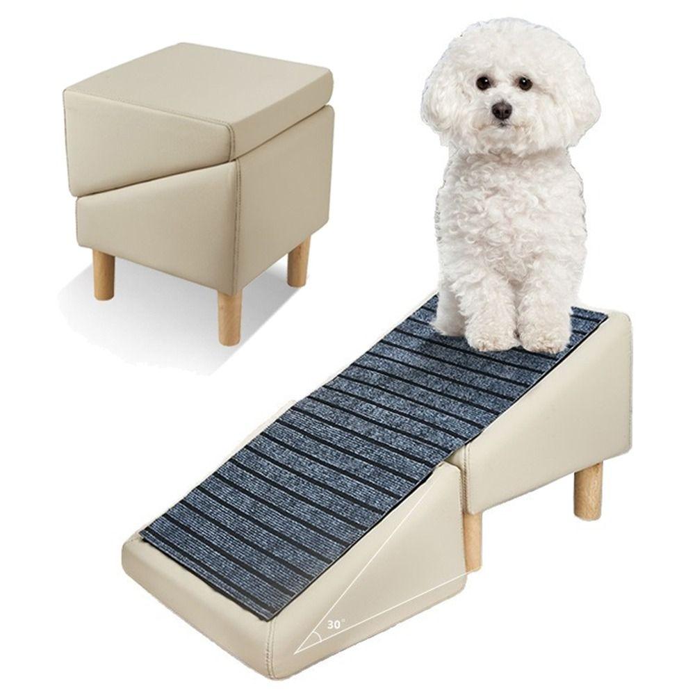 Safety Foldable 2-in-1 Dog Stairs Solid Wood Removable Pet Steps Non-Slip Waterproof Pet Ladder for Elderly Dogs