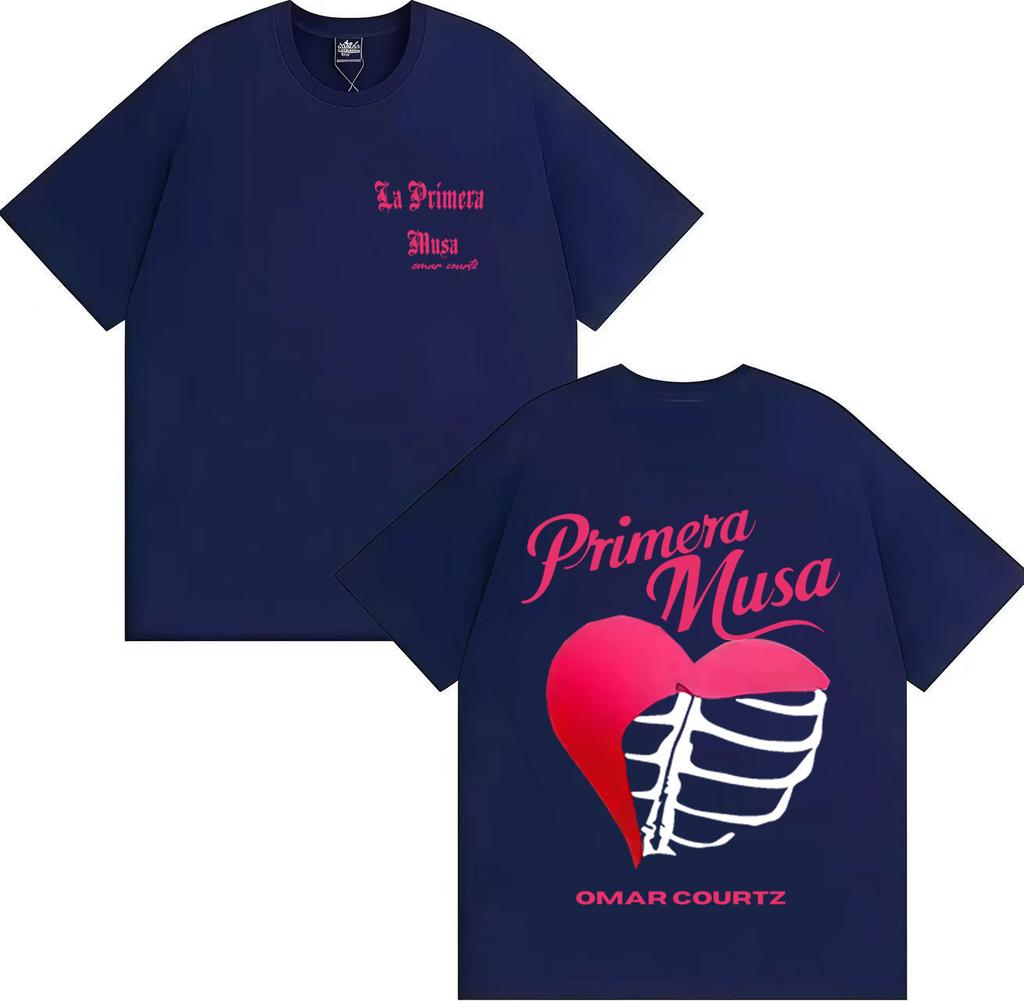 Singer Omar Courtz Primera Musa 2025 Heart Humor T Shirt Men Tops Gothic Short Sleeve T Shirt Summer Oversized Tshirt Streetwear