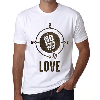 Men’s Vintage Tee Shirt Graphic T Shirt No Wrong Way Love White