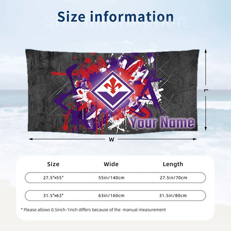 Custom Text Beach Towel, Soft Absorbent Swimming Multi-use TowelFiorentina FC