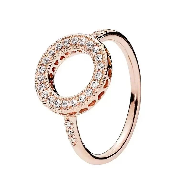 925 Sterling Silver Classic Dazzling Crown Round Hearts Ring Exquisite Women's Light Luxury Charm Ring Jewelry Gift