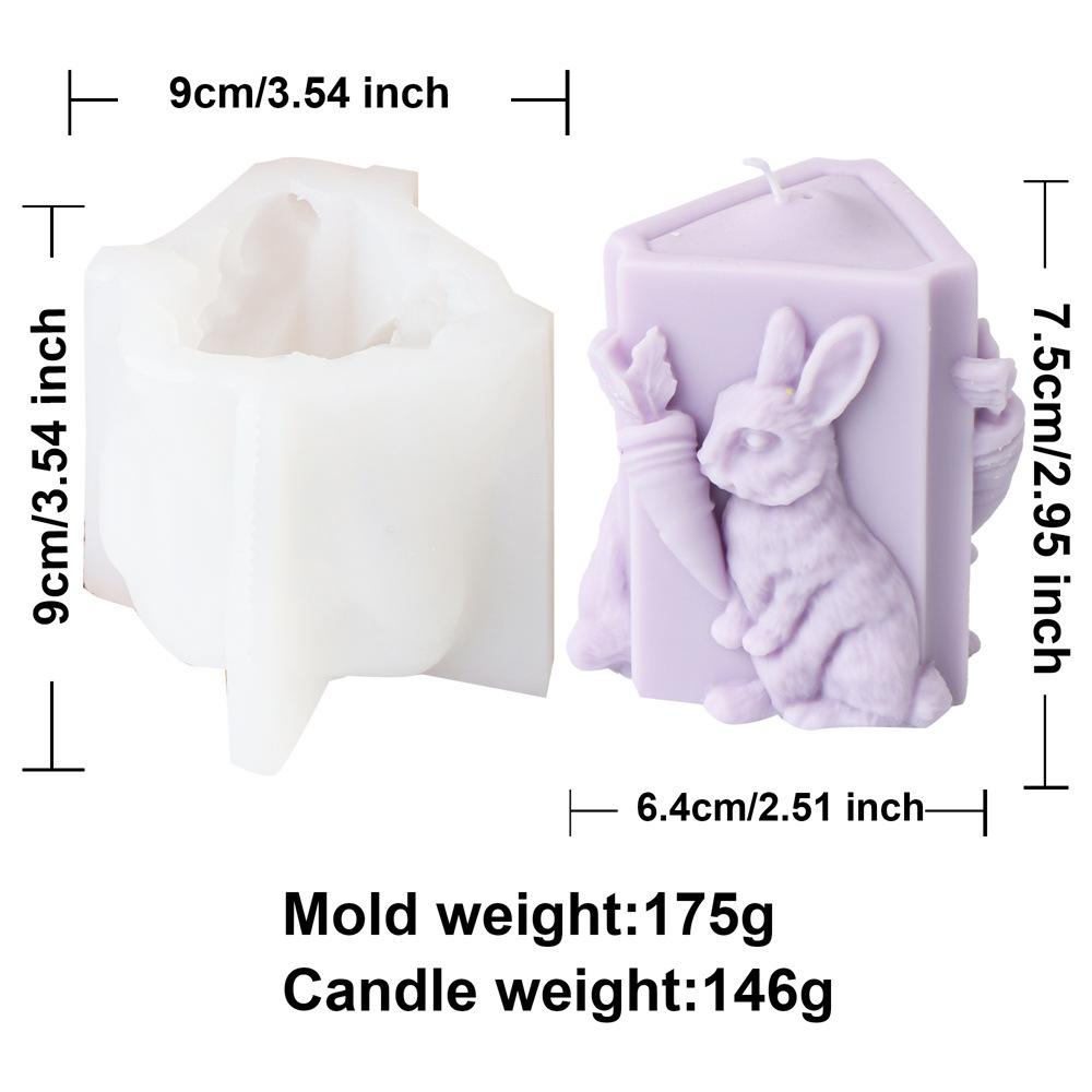 Carrot Rabbit Cylindrical Candle Silicone Mold Easter Rabbit Relief Cylinder Resin Silicone Mould Rabbit Statue Gypsum Molds