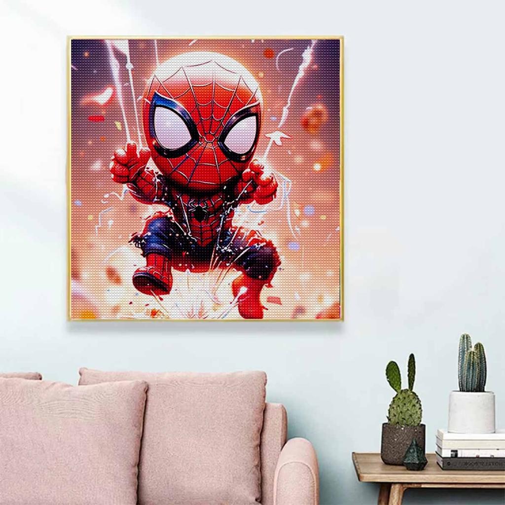 5D DIY Diamond Painting Decorative Q Version Spider-Man Full Round Drill Scenery Diamond Embroidery Cross Stitch Kits Home Decor Gift