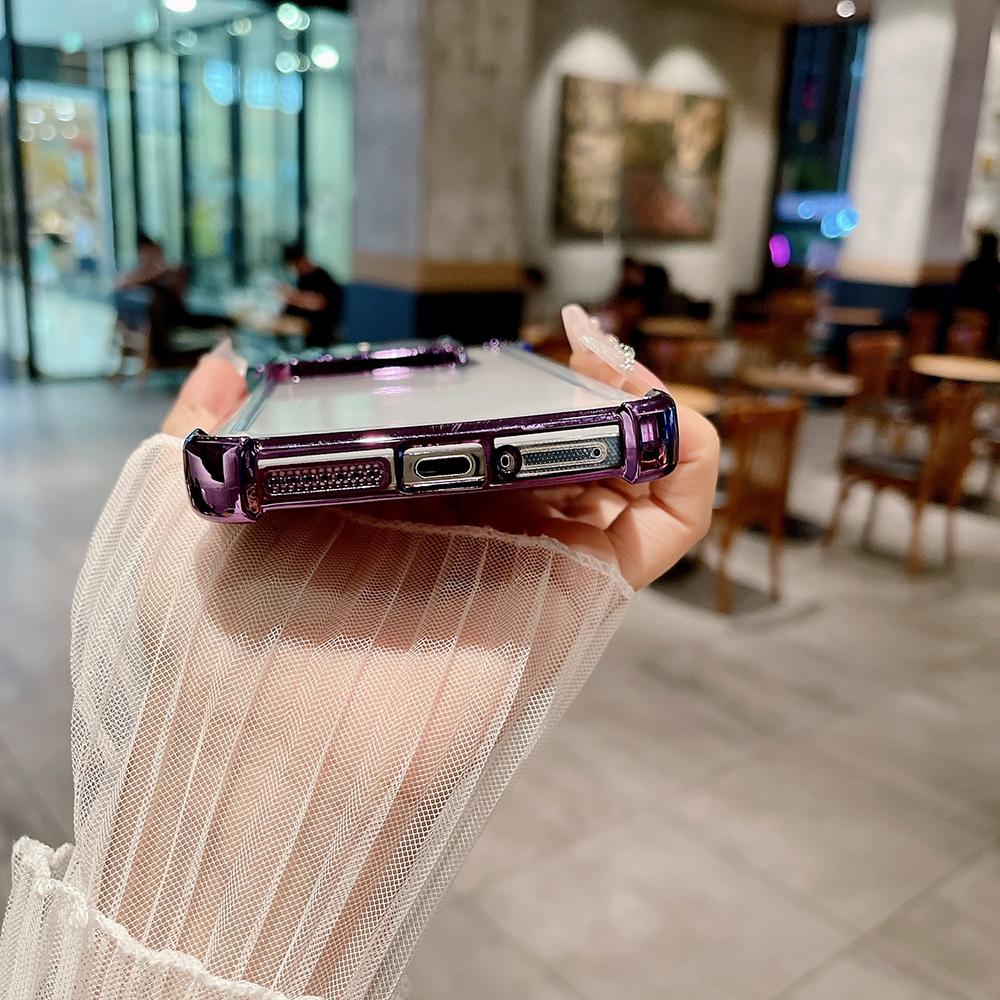 Electroplated Four Corners Anti Drop Transparent Protective Phone Cases for iPhone Samsung Huawei Honor Xiaomi Redmi OPPO Realme Vivo Infinix Tecno