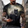 Roztomilé tričko s kočkou Animal Oversized Funny Cat Tops Tričko s límečkem Pánské 3D potištěné pánské tričko s kočkou Crew Krk s krátkým rukávem