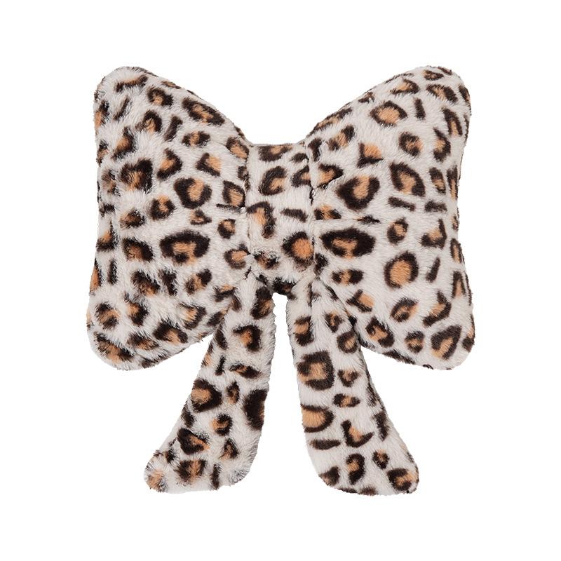 Bow Leopard Print Car Headrest Car Seat Decoration Neck Pillow Protection Pillow Plush Comfortable Seat Cushion Lumbar Support