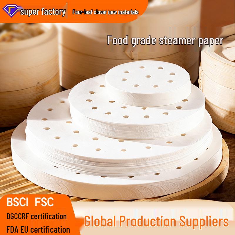 Non-stick Disposable Steamer Mat for Mantou & Baozi - Round Silicone Oil Paper