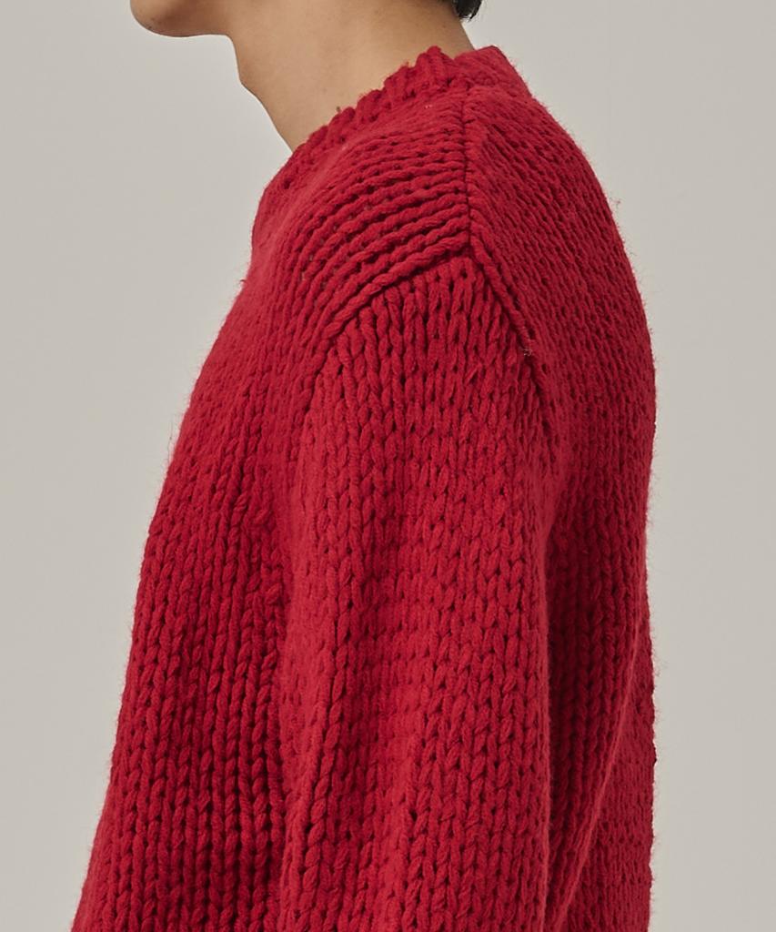 ANALOG MOOD Heavy Warm Round Pullover Knit (Red)