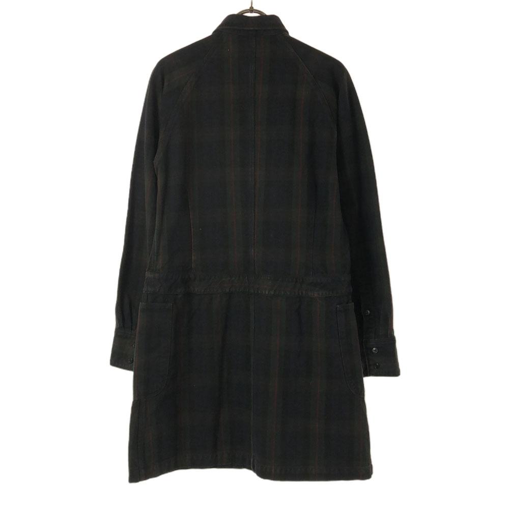 KAPITAL Check Long Sleeve Shirt Dress S Green System Fly Button Women Used