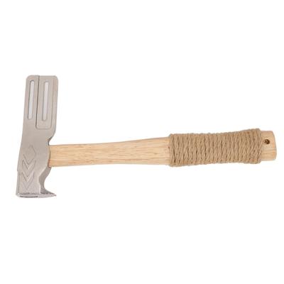 Magnetic Roofing Hammer Multifunctional Magnetic Faced Roofing Hatchet with Hemp Rope Anti Slip Wood Handle for Installing Roofing Nails Felt Hats