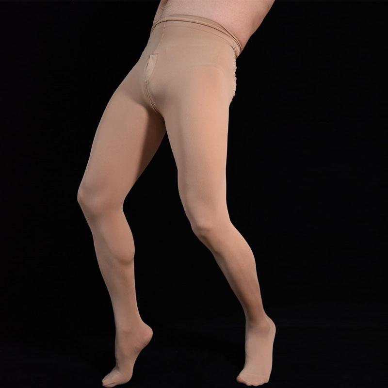 Men Shiny Glossy U Convex Pouch Stockings Open Crotch Sexy Tight Stockings Sheer Stage Shaping Pantyhose Plus Size Warm Wear Q12
