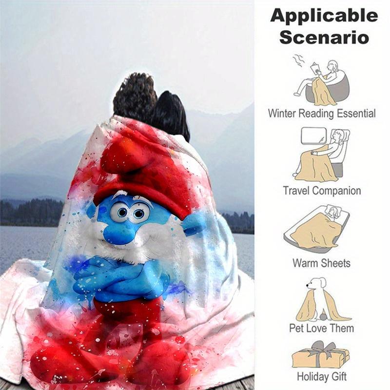 1pc, Smurf Blanket Soft & Cozy Throw for Home Decor, Couch Cover, Outdoor Use, Travel