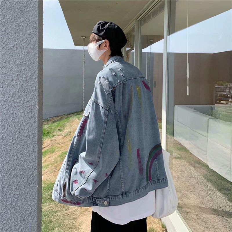 Spring And Autumn Denim Jacket Men's Graffiti Jacket Fashion Versatile Casual Top