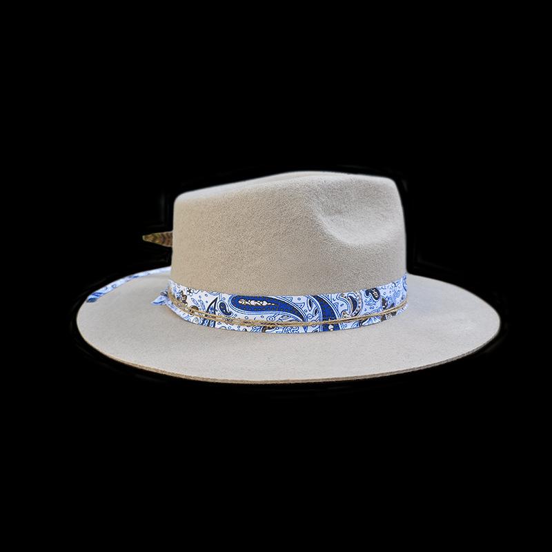 Fashion pure wool top hat with webbing feather decoration felt hat