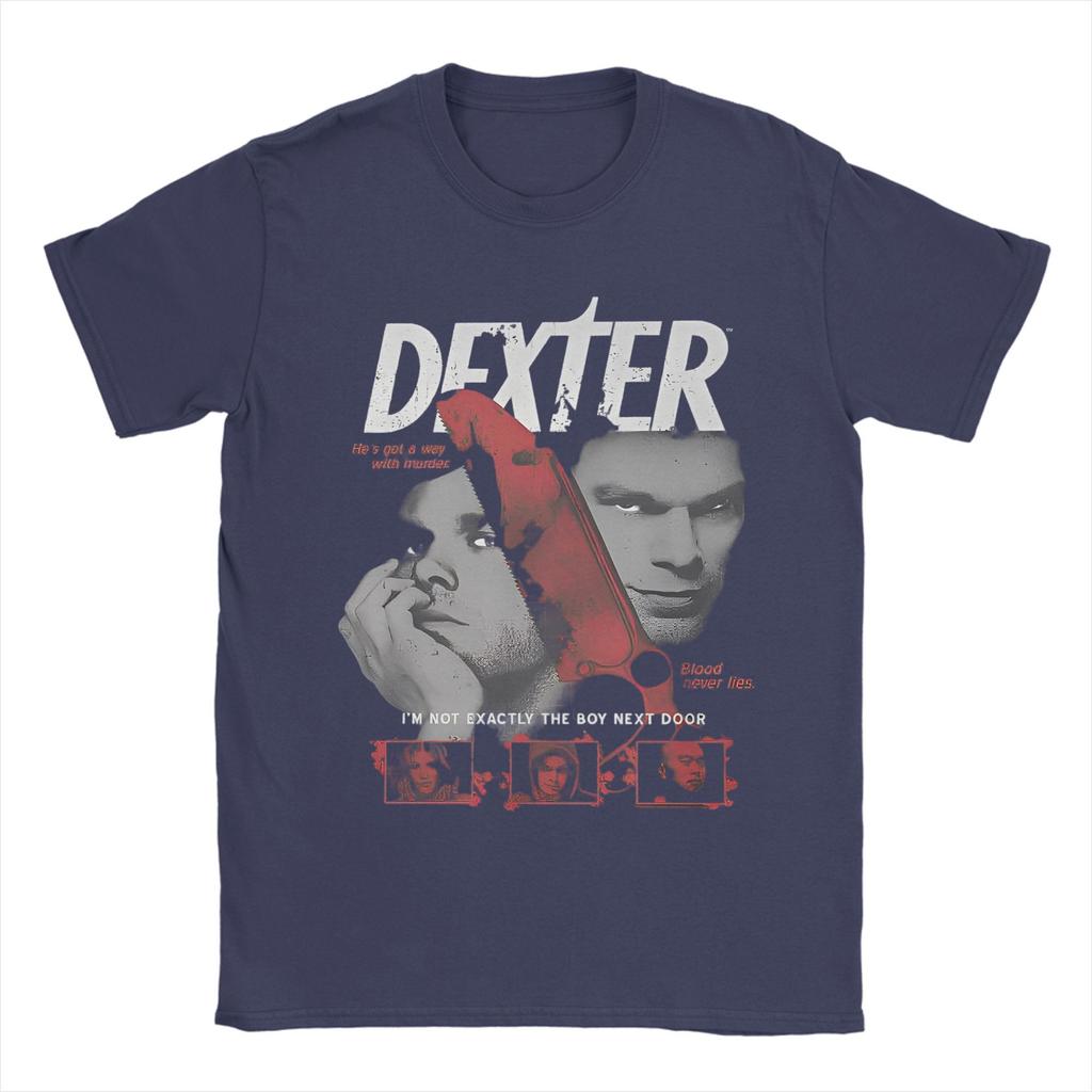 Men Dexter Morgan Movie T Shirts Crime TV Drama 100 Cotton Clothing Short Sleeve Round Collar Tee Shirt Plus Size TShirts