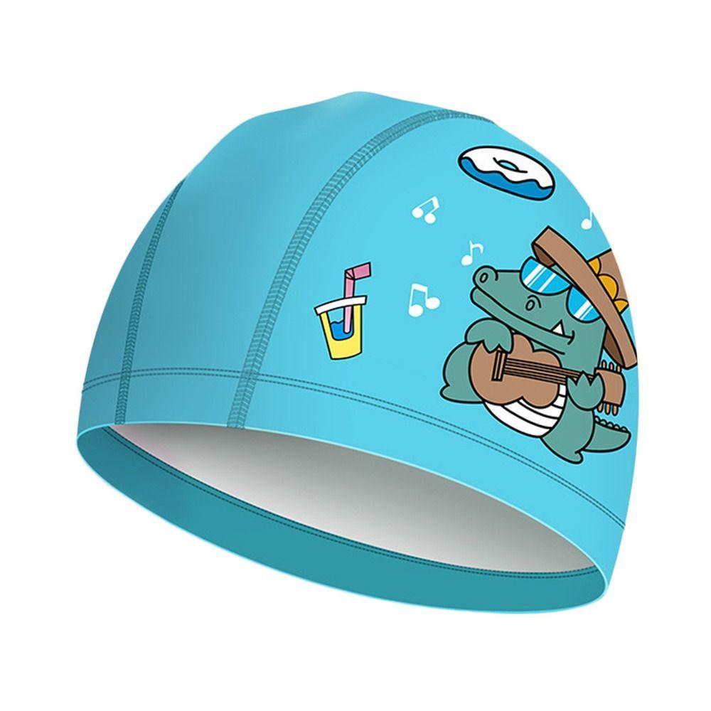 Ears Pleated Sports Accessories Kids Swimming Cap Elastic Pu Turban Pool Bathing Hats Swimming Caps